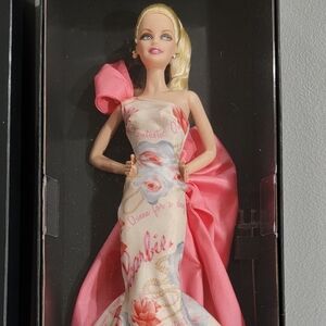 Barbie Doll in Pink and Cream Floral Gown